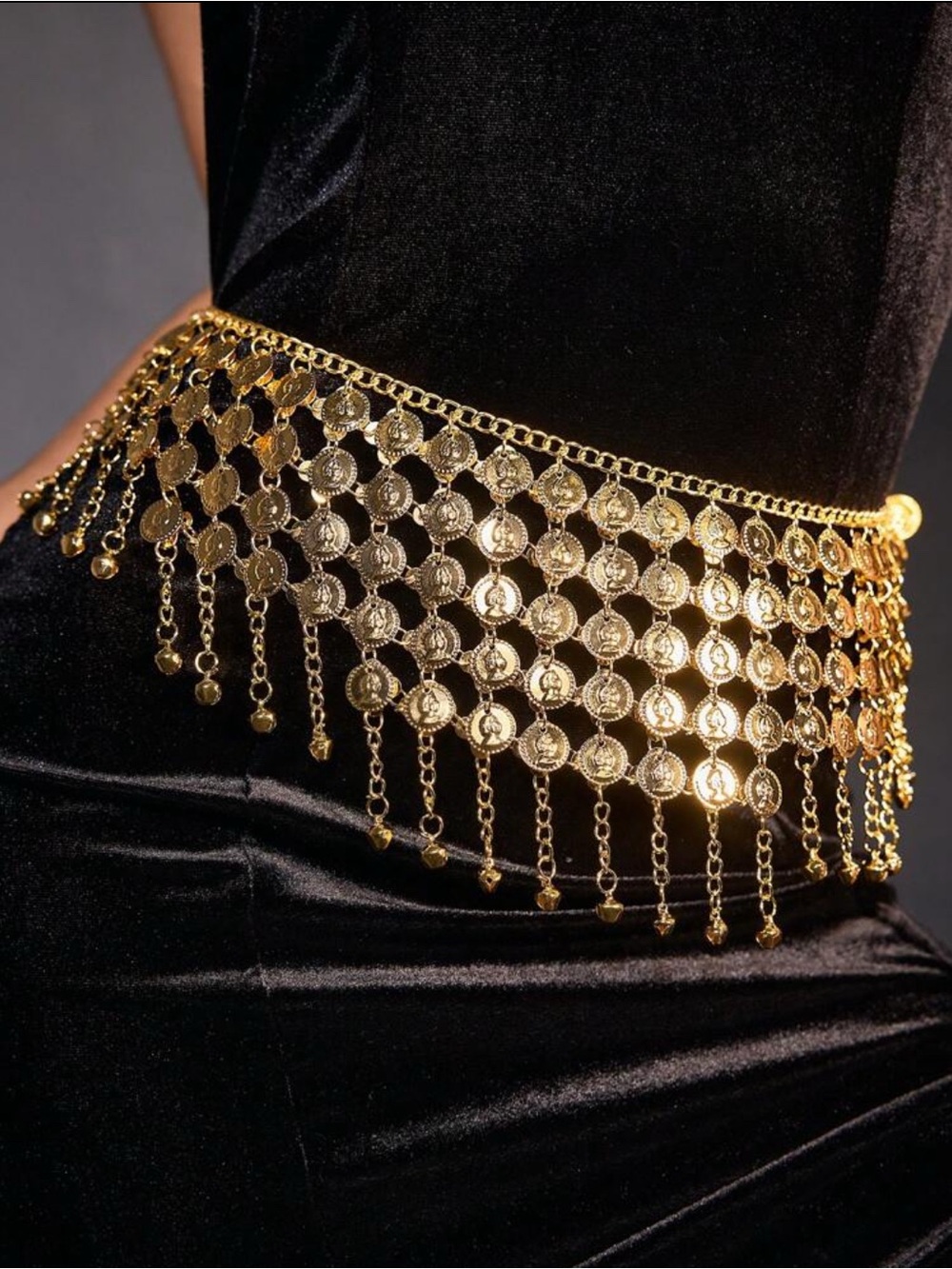 Gold Coin Fringe Waist Chain Belt
